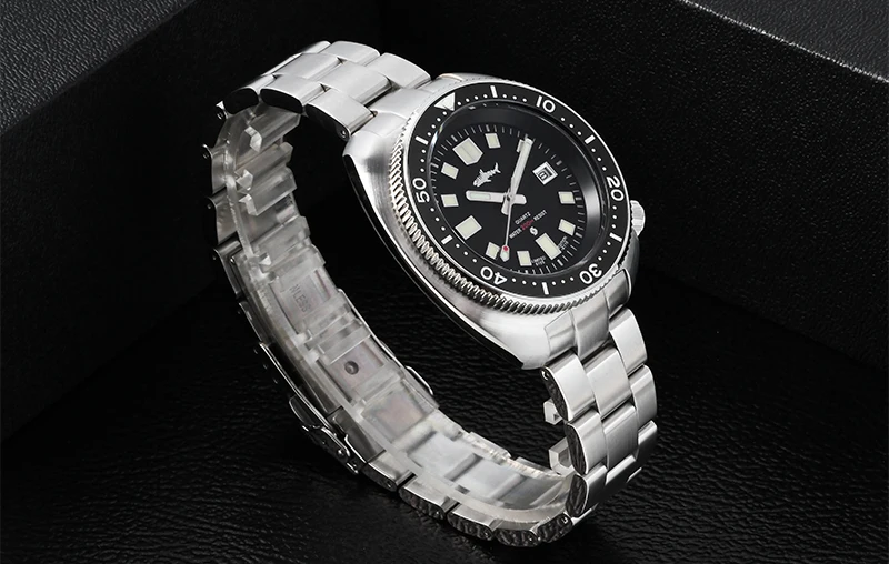 HEIMDALLR Retro Herren-Taucheruhr Stahl/Gummiarmband 20Bar Wasserdicht C3 Leuchtende Keramik-Lünette Saphirglas 2115 Quarz-Uhrwerk – Detail 16