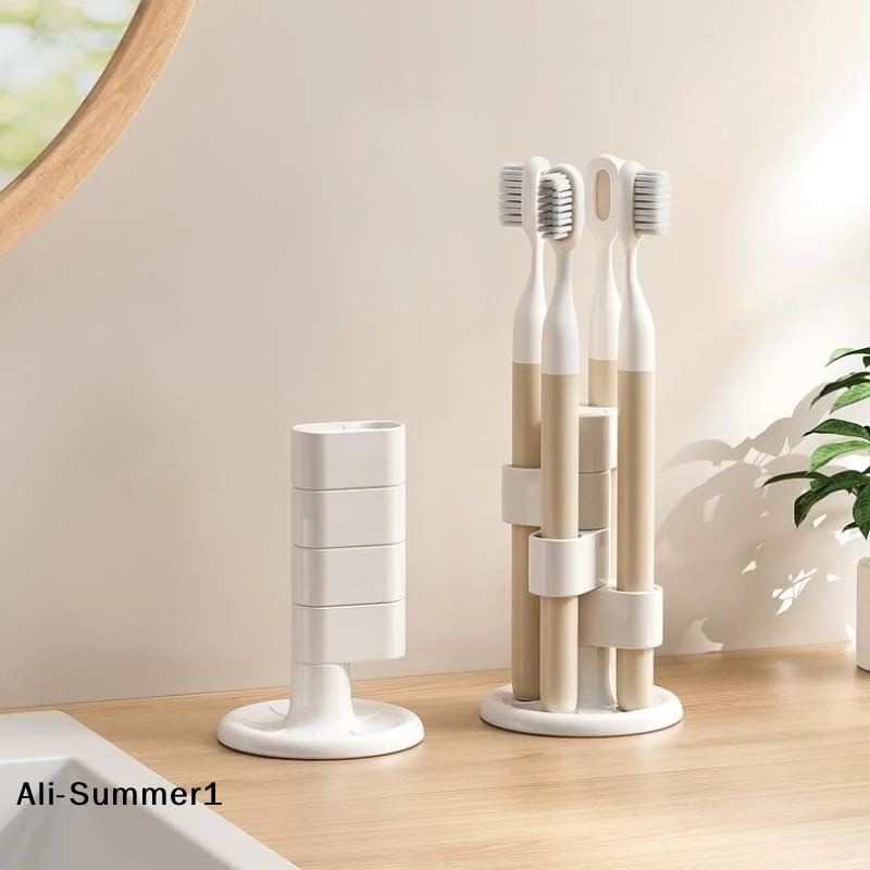 【E】1pcs Rotating Toothbrush Holder Bathroom Desktop Toothbrush Storage Rack Makeup Brush Pen Organizers Bathroom Accessories