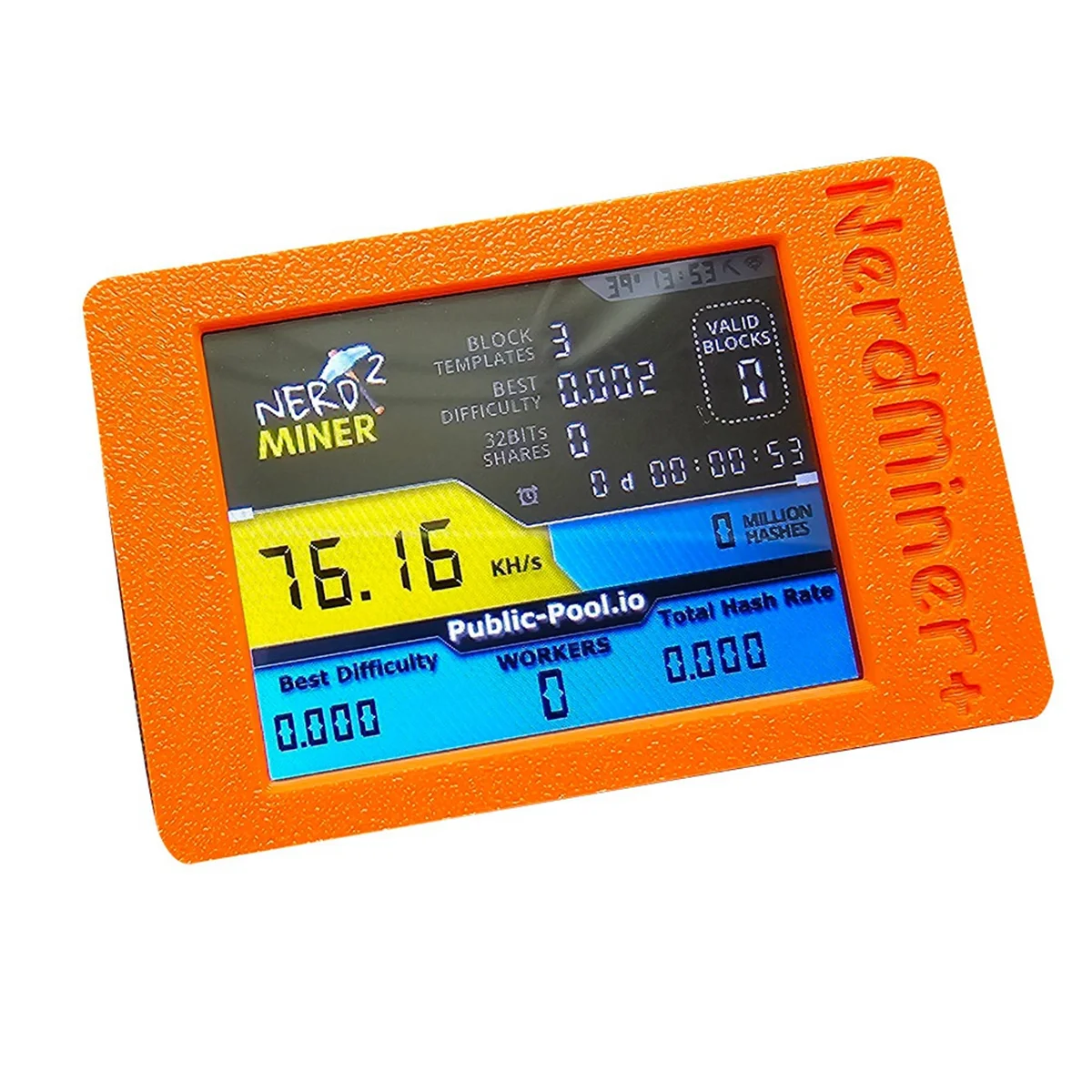 สําหรับ Nerdminer 77 K/S Hashrate พร้อมหน้าจอ 2.8 นิ้ว BTC หวย SOLO Miner Bitcoin Nerd Miner สําหรับ BTC Miner สีส้ม