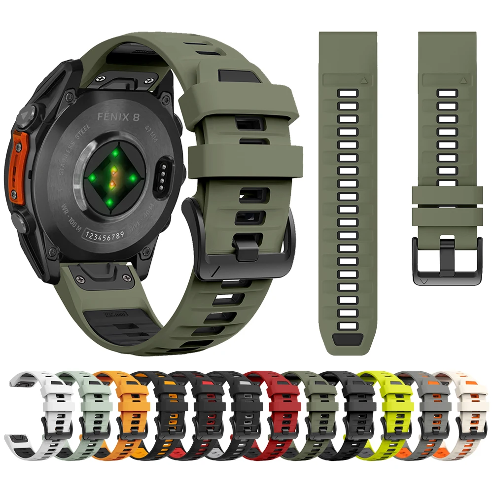 

Силиконовый ремешок QuickFit для Garmin Fenix 8 7X Pro 51 мм/Enduro 3/Quatix/Tactix 7/Descent Mk2 Mk2i/D2 Mach 1 браслет-ремешок для часов