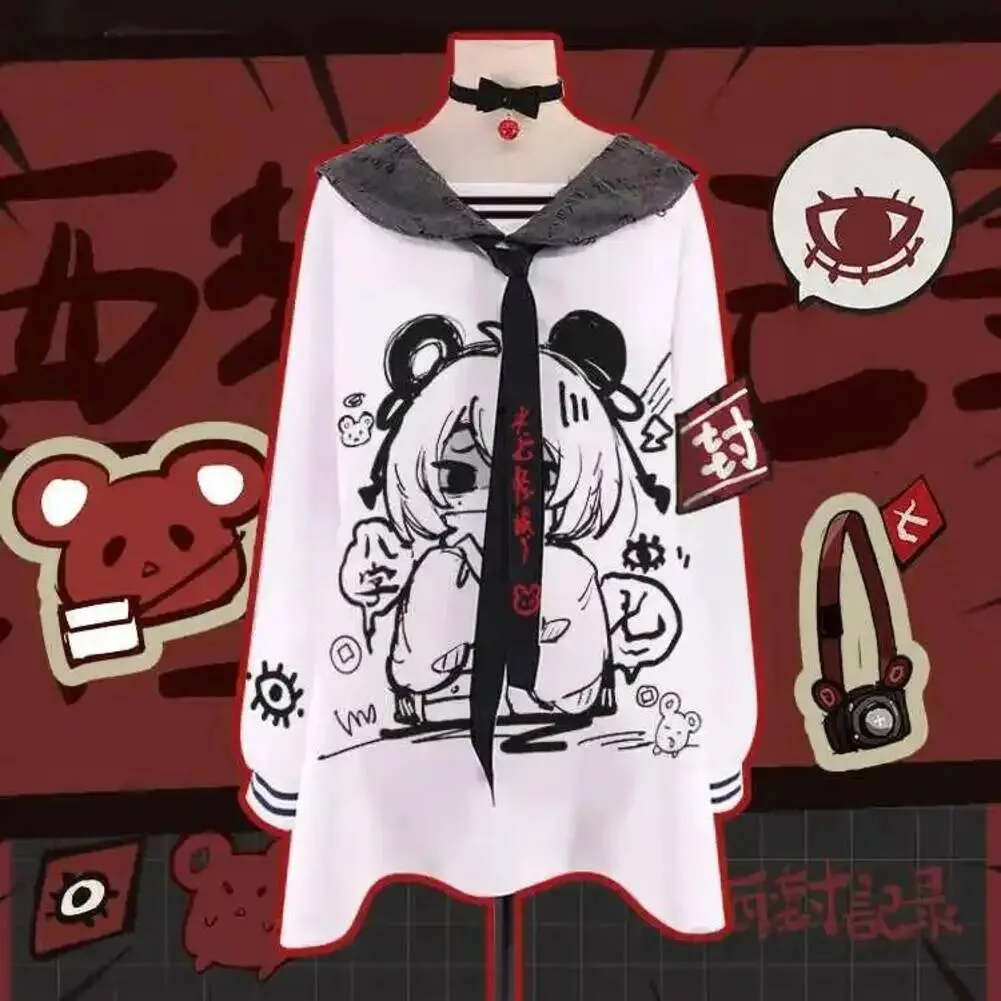 

2026 Student Spring Autumn Casual Sweatshirt Anime The Seventh Day Cosplay Sweet Cool Navy Collar Hoodie Tops Women Men Fashion