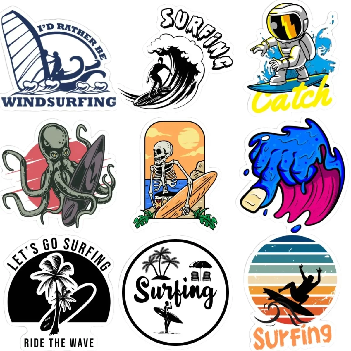 

SURF Hawaii Surfing Ocean Wave PVC Sticker for Covered Scratch Decorate Car Truck Motorcycle Table Fridge Room Helmet Bicycle