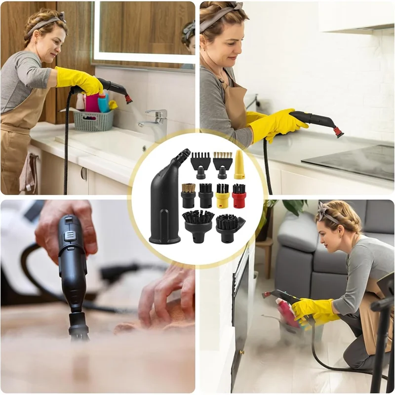A61I لفرش ملحقات منظف البخار المتوافقة مع Karcher SC1 SC2 SC3 SC4 SC5 - فرشاة مستديرة، فوهة كبيرة، فرشاة مشتركة