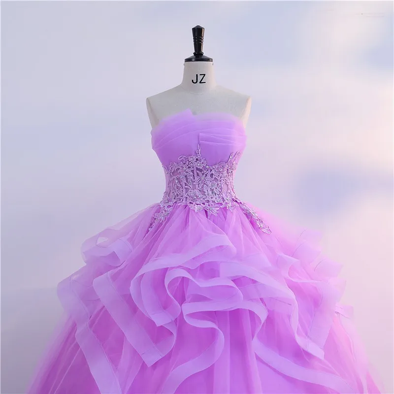 Ashley Gloria Strapless Party Dress Classic Purple Quinceanera Dresses Real Photo Ball Gown Customize Color Prom Gowns