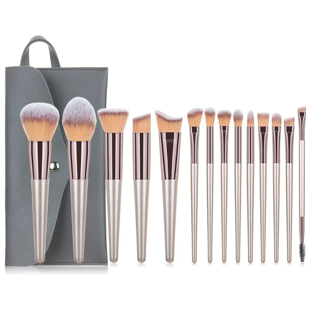 Champagne Gold 10/14Pcs Makeup Brush Set Full Face Kit Powder Blush Eyeshadow Contour Brushes Soft Synthetic Bristles Cosmetic