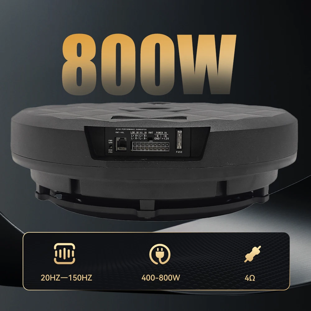 Podofo 12-Zoll Slim Powered Subwoofer-Gehäuse und Audiokabel Auto-Subwoofer passt in das Reserverad für den Austausch des Auto-Ersatzrads. – Detail 3