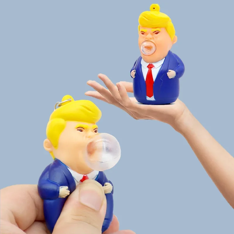 

Donald Trump stress relief doll hand pinch blow bubbles toys PVC Key pendant anime figure gift collection model doll toys