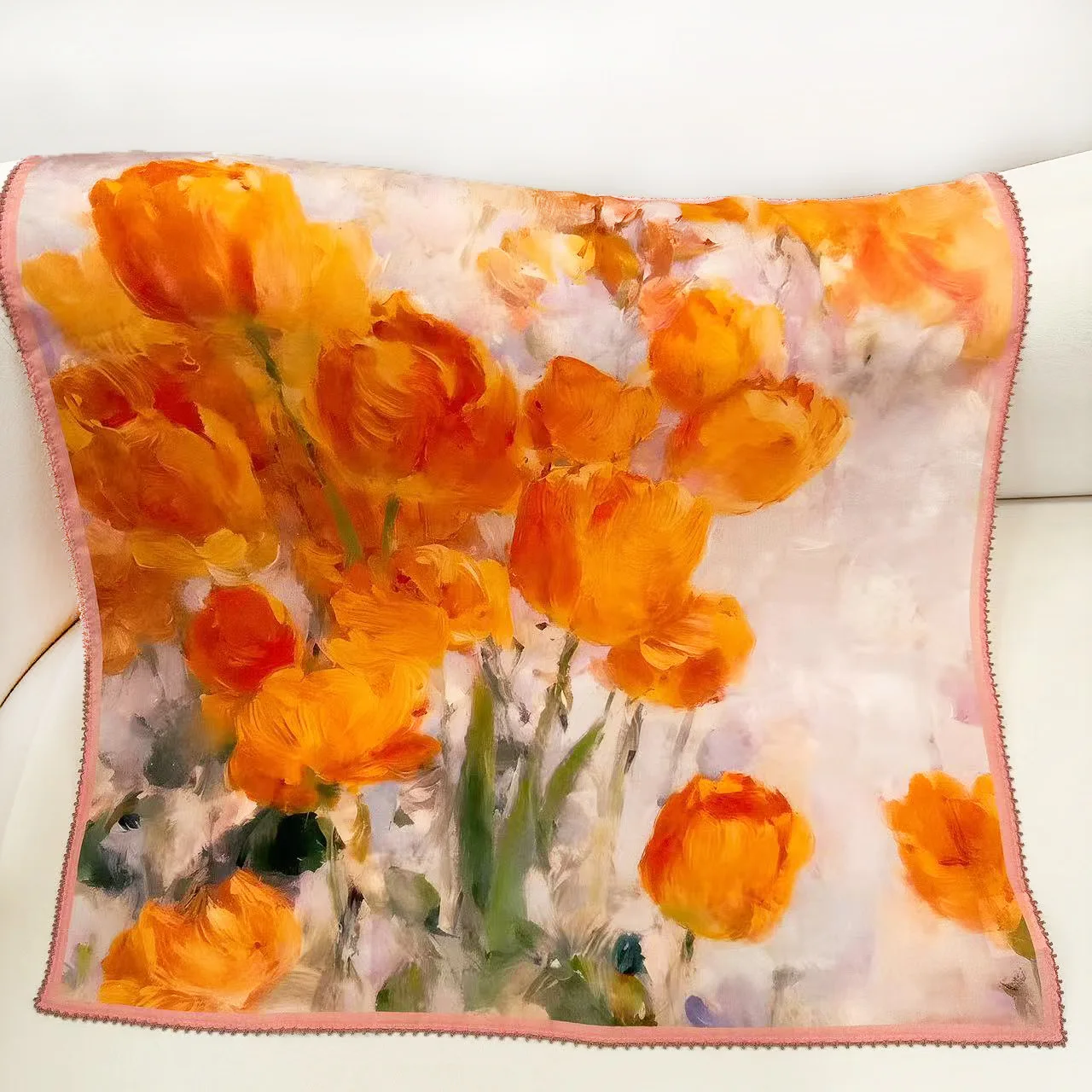 

2026 Original luxury scarves 100% silk neck scarves woman spring summer oil painting square scarf ladies spring scarves