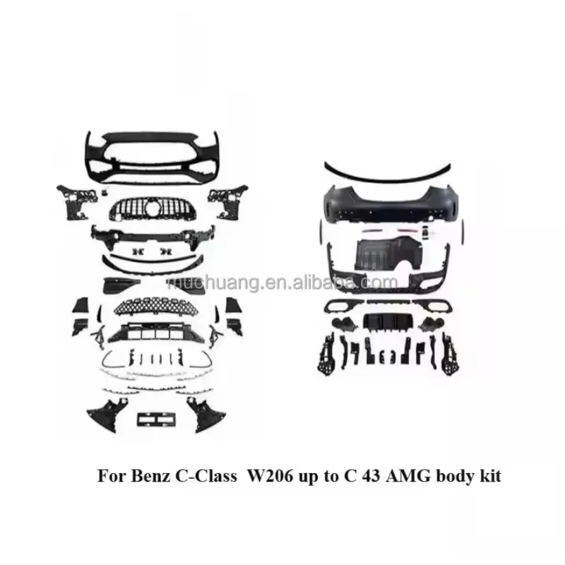 

ZAIQU 2022+ for Merced/es-Ben/z C-Class W206 Bodykit Upgrade to C43 Style High Quality ABS Plastic Front & Rear Direct Fit