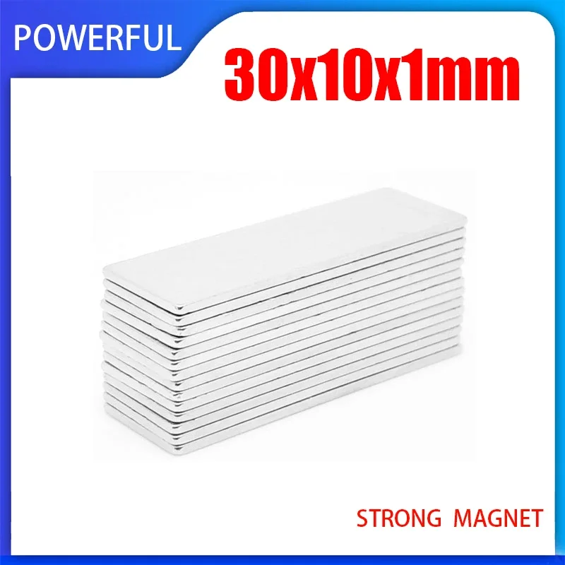 5~200pcs 30x10x1mm Magnesy blokowe N35 30mm x 10mm x 1mm Stały silny dysk magnetyczny NdFeB 30*10*1mm