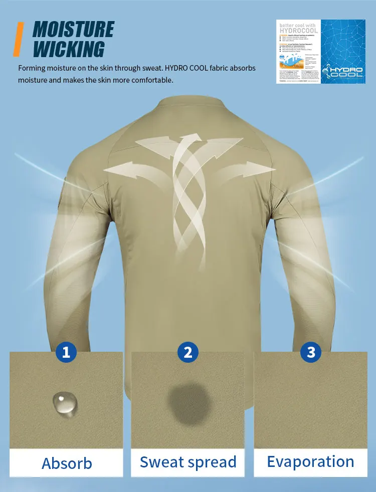 Emersongear Blue Label Hunter Sonnenschutz-T-Shirt, langärmeliges Poloshirt, tägliches Oberteil, T-Shirt, Fitness, ergonomisch, elastisch, UPF100+ – Detail 5