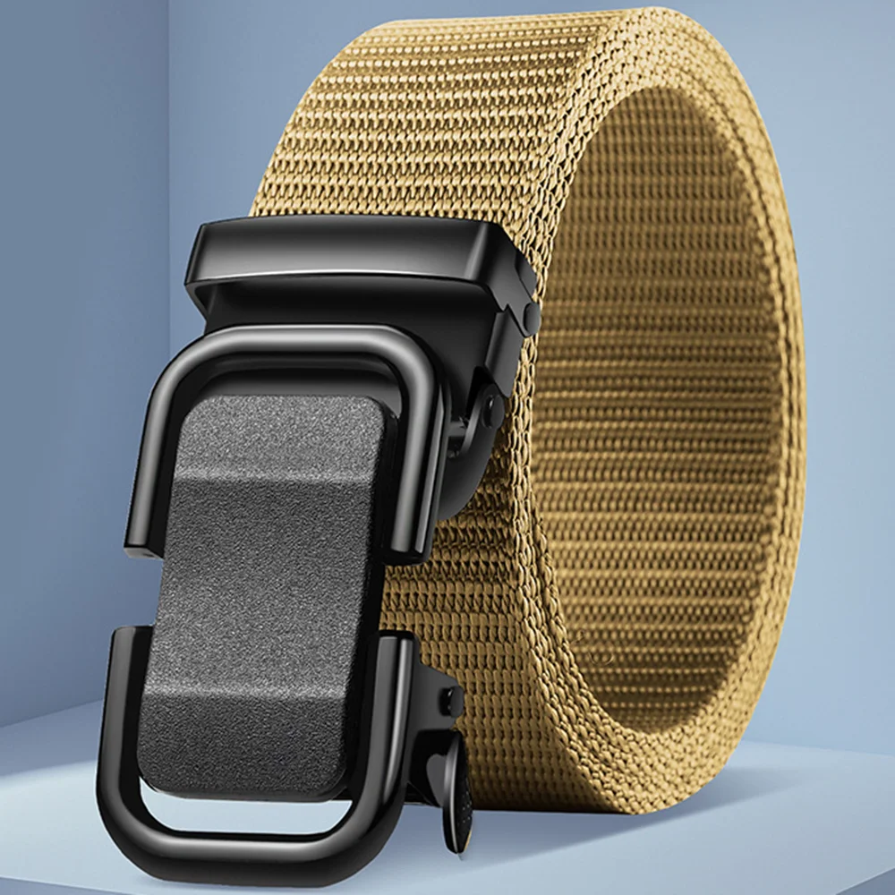 Męski pasek z automatyczną metalową klamrą, nylonowy pasek z płótna, pasek roboczy outdoorowy, nylonowy pasek z klamrą zatrzaskową.