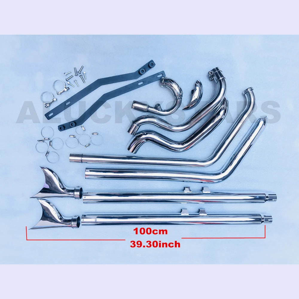 

Black Chrome Dual Exhaust System Muffler For Softail Heritage Classic Boy Deluxe Slim Cross Bones 1997-2017