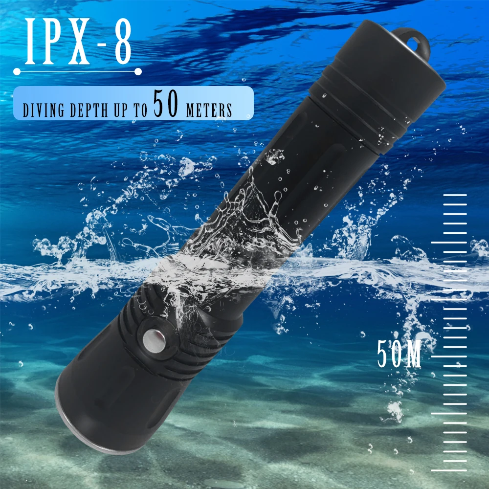 Asafee 2000LM LED Scuba Diving Flashlight SST40 IPX8 Waterproof Dive Torch Lamp Underwater 100M Spearfishing Light