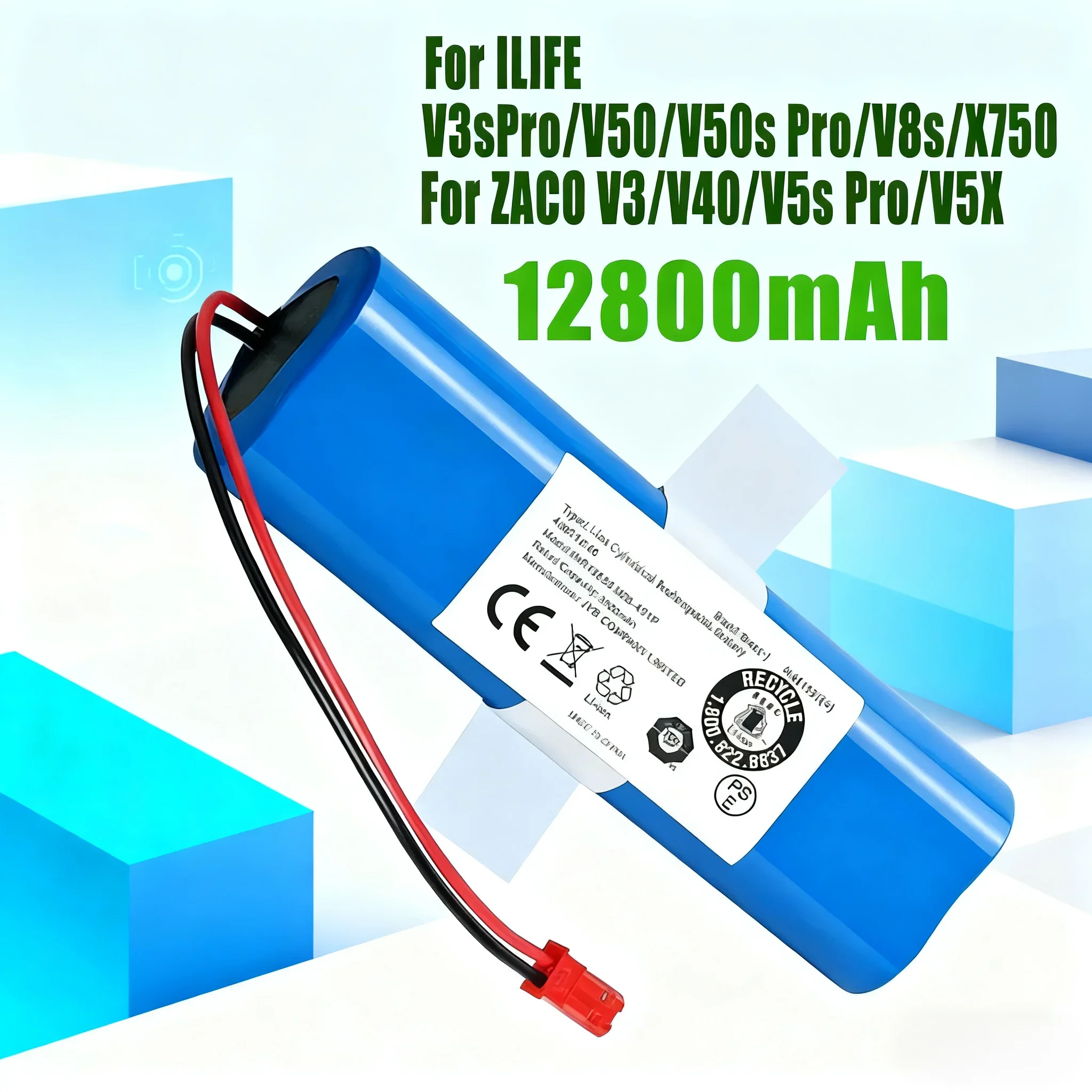 

Original Li-lion Battery for ILIFE V3s Pro, V5s Pro, V8s, V8 Plus，V80，V80 Max，V80 Pro,V3s Max 18650 3500mAh 14.4V PX-B010