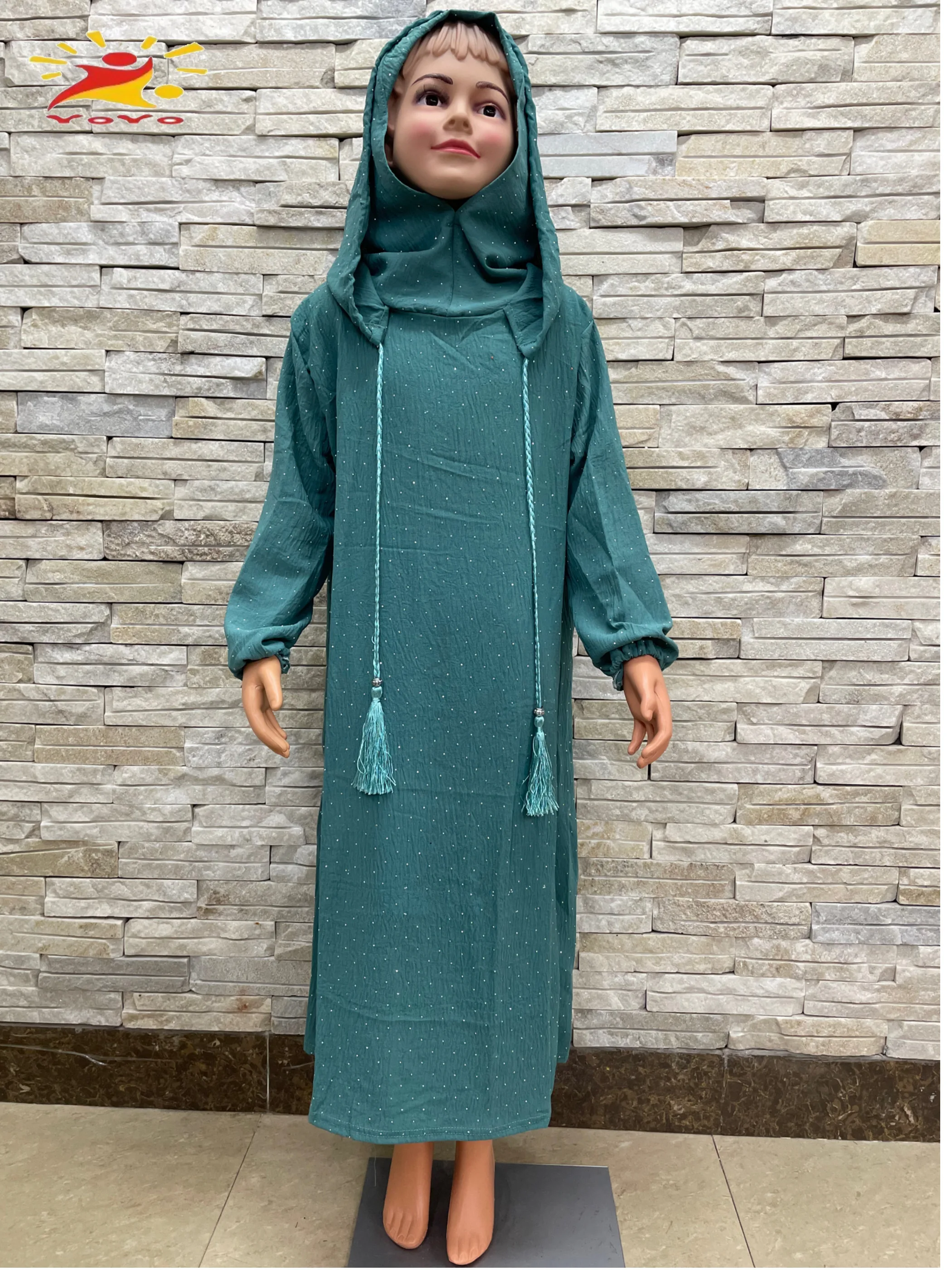 Eid enfants coton prière vêtement Robe filles musulmanes longue Khimar Hijab turquie Abaya robes Robe islamique couverture complète Robe Ramadan