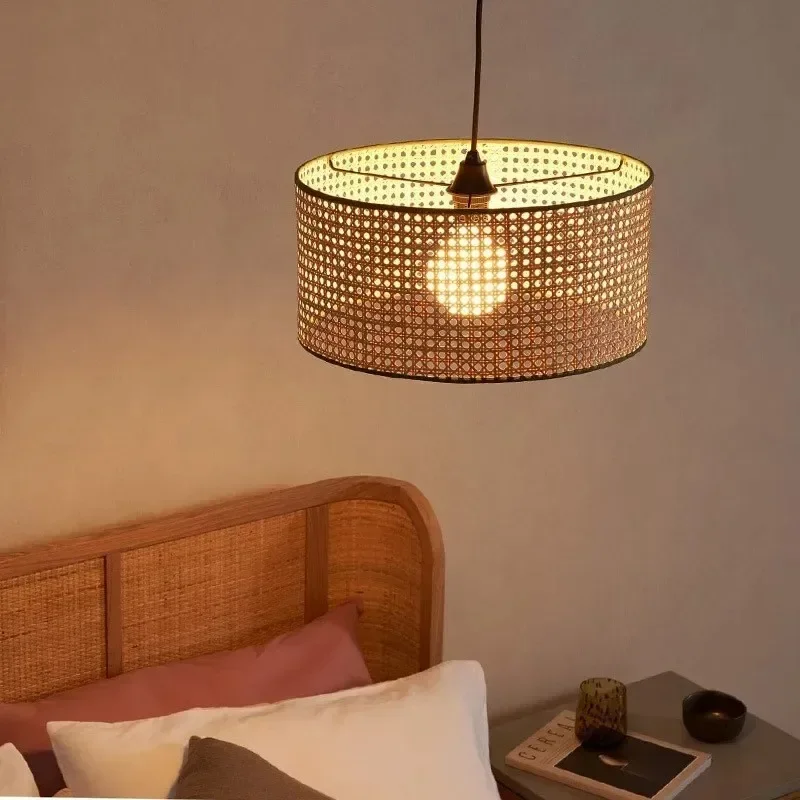 Japanese Modern Minimalist Chandelier Bamboo Woven Rattan Art Restaurant Dessert Shop Homestay Retro Eastern Style Pendant Lamp