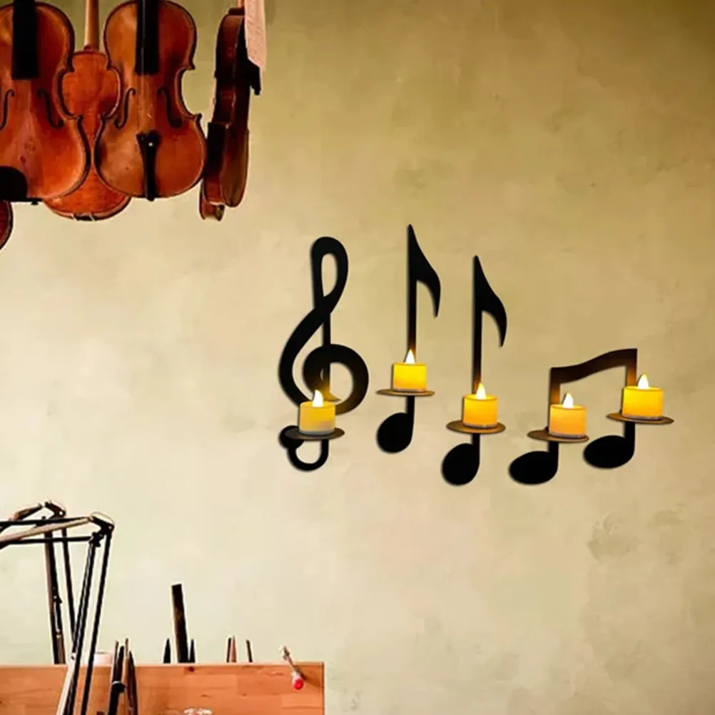 3Pcs Wall Mounted Music Note Holder Stylish Metal Sconce Decor for Living Room Bedroom Patio Indoor Outdoor Use