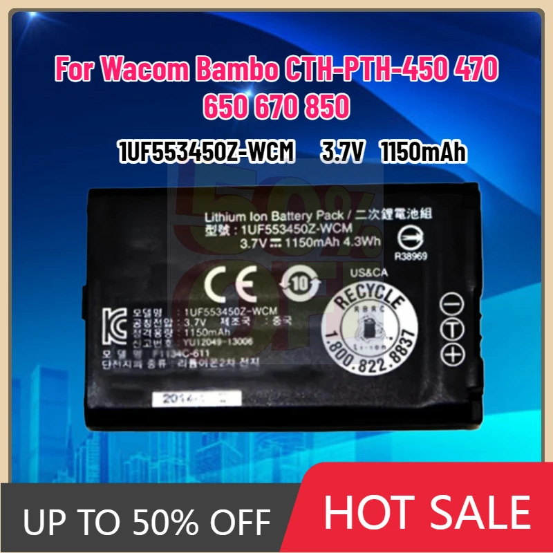 

NEW 1UF553450Z-WCM 1150mAh Battery for Wacom Bambo CTH-PTH-450 470 650 670 850 Batteries