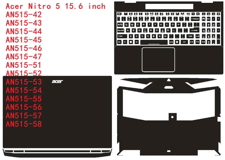 Laptop Skins for Acer Nitro 5 AN517-52/AN515-43/AN515-55 AN515 -58 Nitro AN515-56  NoteBook Protective FilmsVinyl Decal Stickers