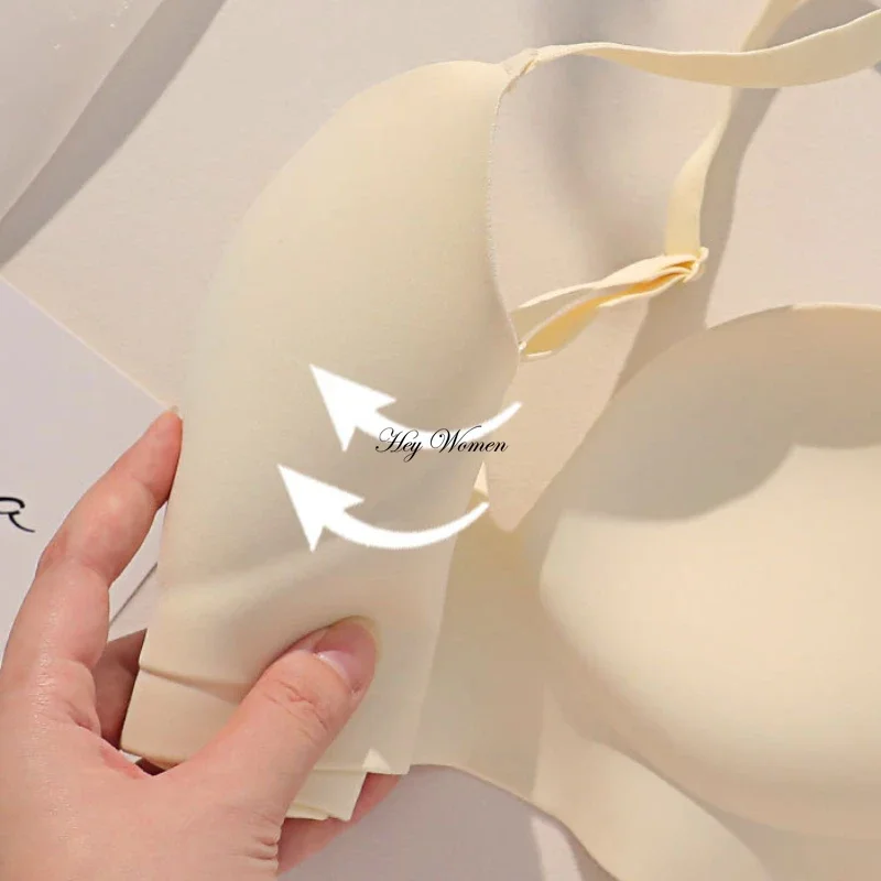 Push Up Bra Seamless Lingerie Small Breast Gathered Thin Cup Comfortable Anti Sagging Invisible Bralette Wireless Underwear