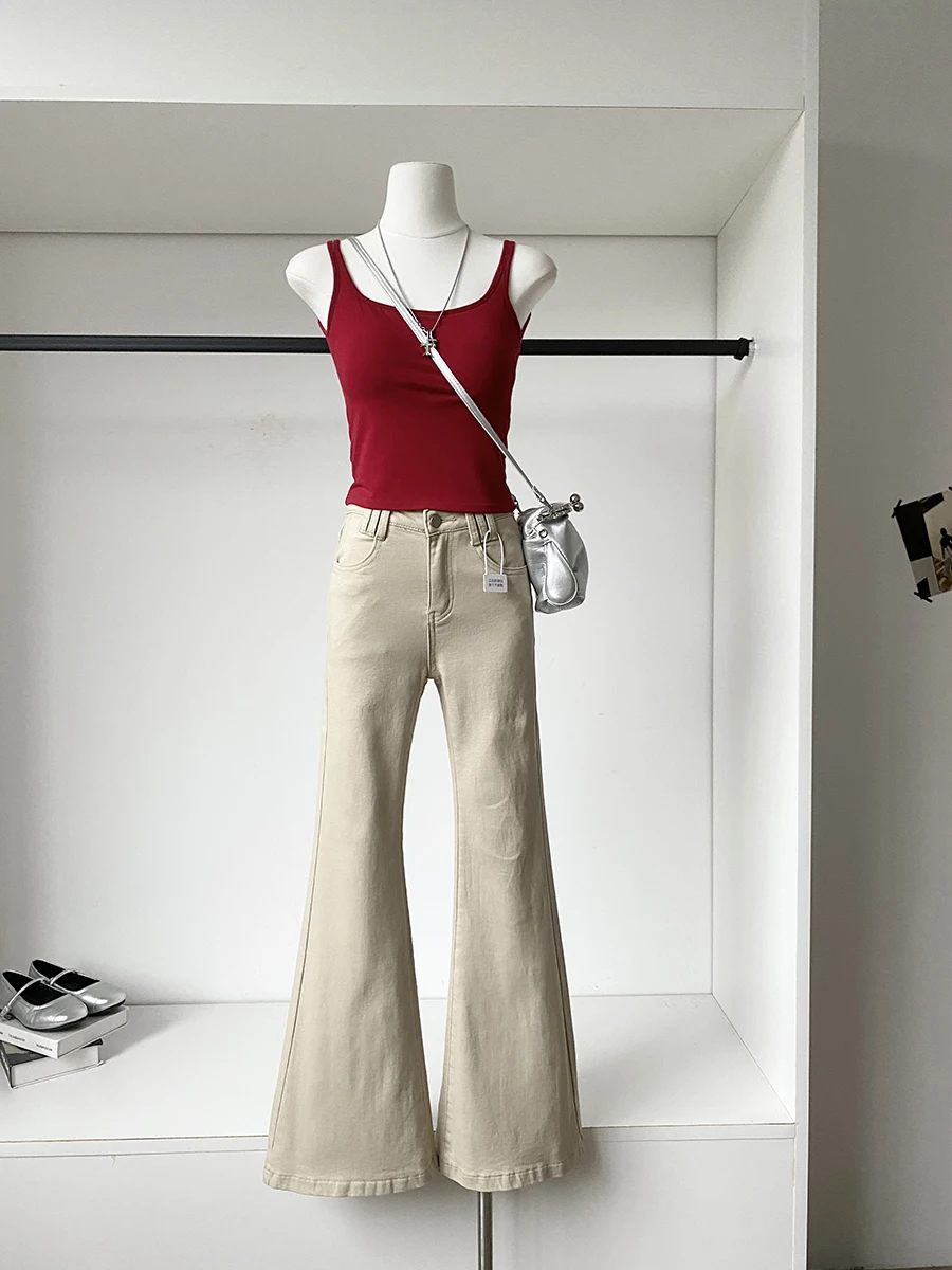 

Женские джинсы-клеш цвета хаки с низкой посадкой, утепленные флисом, для осени и зимы, повседневные, облегающие, с эффектом драпировки