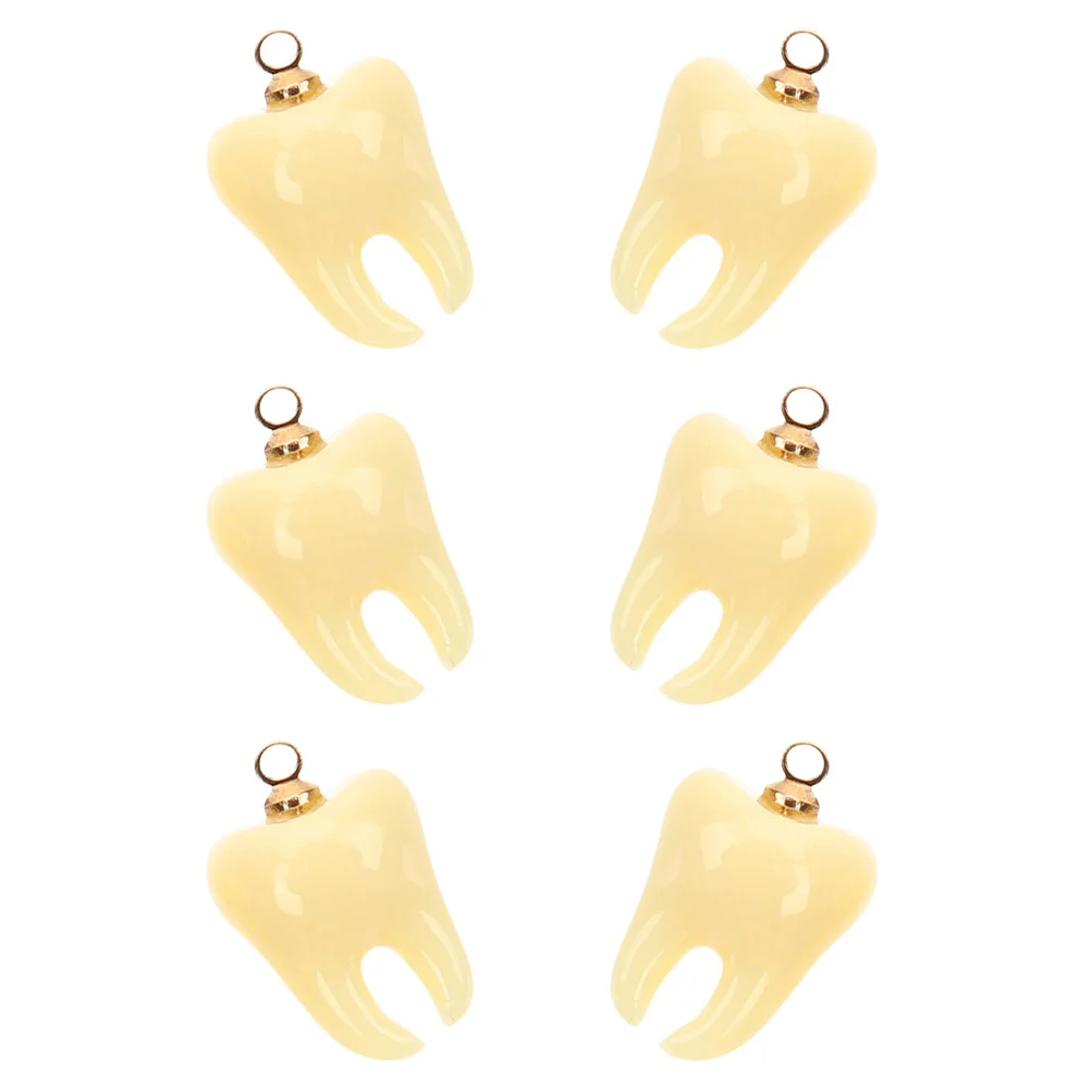 

6 шт., подвески в виде зубов из смолы, маленькие декоративные подвески для ювелирных изделий, изготовление ожерелья, браслета, брелок, принадлежности, орнамент для зубов