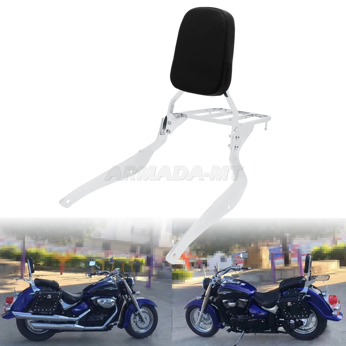 Motorcycle Detachable Backrest Sissy Bar w/ Luggage Rack For Suzuki Volusia VL800 2001-2011 C50 2005-2011