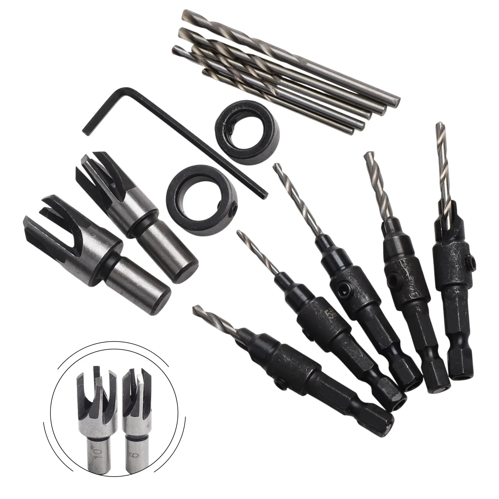For Wood Screws Adjustable Depth Drill Drill Bit Set For DIY Projects Drill Bit Limit Ring Set Hexagonal Wrench