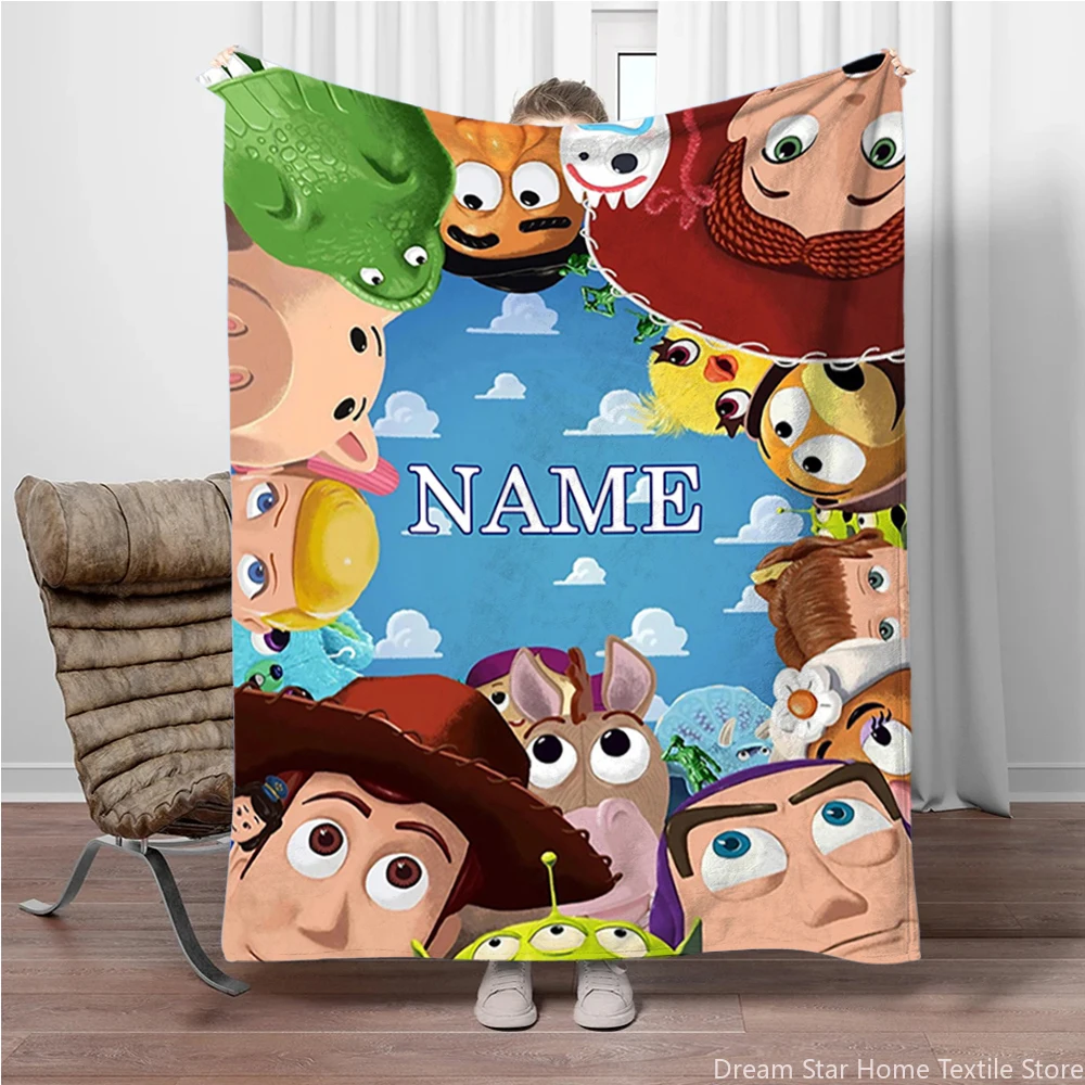 

Custom Name Personalized Blanket 3D Toy Story Disney Cartoon Soft Blankets Warm Throw Blanket Blanket for Beds Sofa Home Bedroom