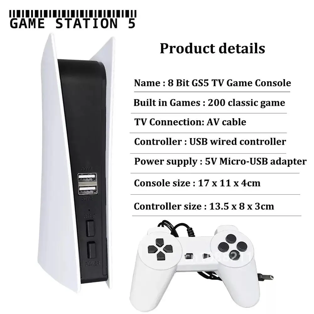 GS5 Game Station 5 Video Game Console With 200 Classic Games 8 Bit TV Consola Retro USB Wired Handheld Two Game Player AV Output