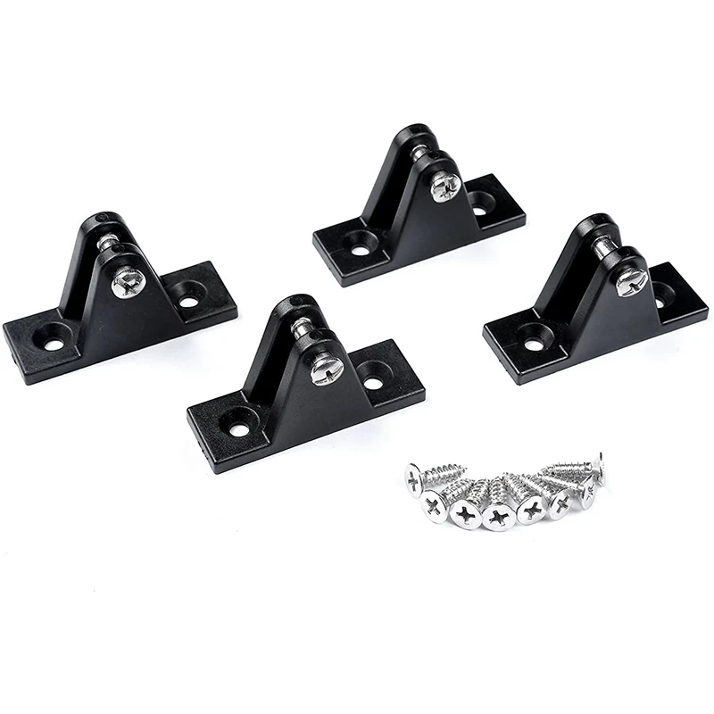 

【FLASH-SALE!】4 Packs Boat Bimini Top Deck Hinges Flat Mount Black Nylon With Screws Bimini Top Boat Cover Fitting