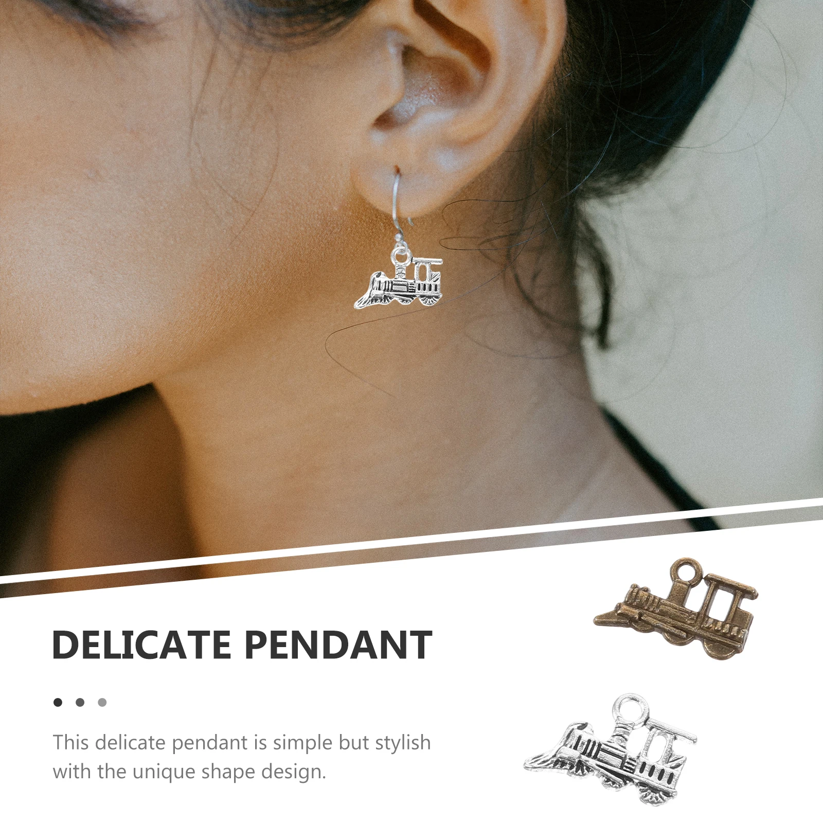 

60 Pcs Retro Train Pendant Durable Jewelry Making Pendants European and American Unique Shape Alloy Charm