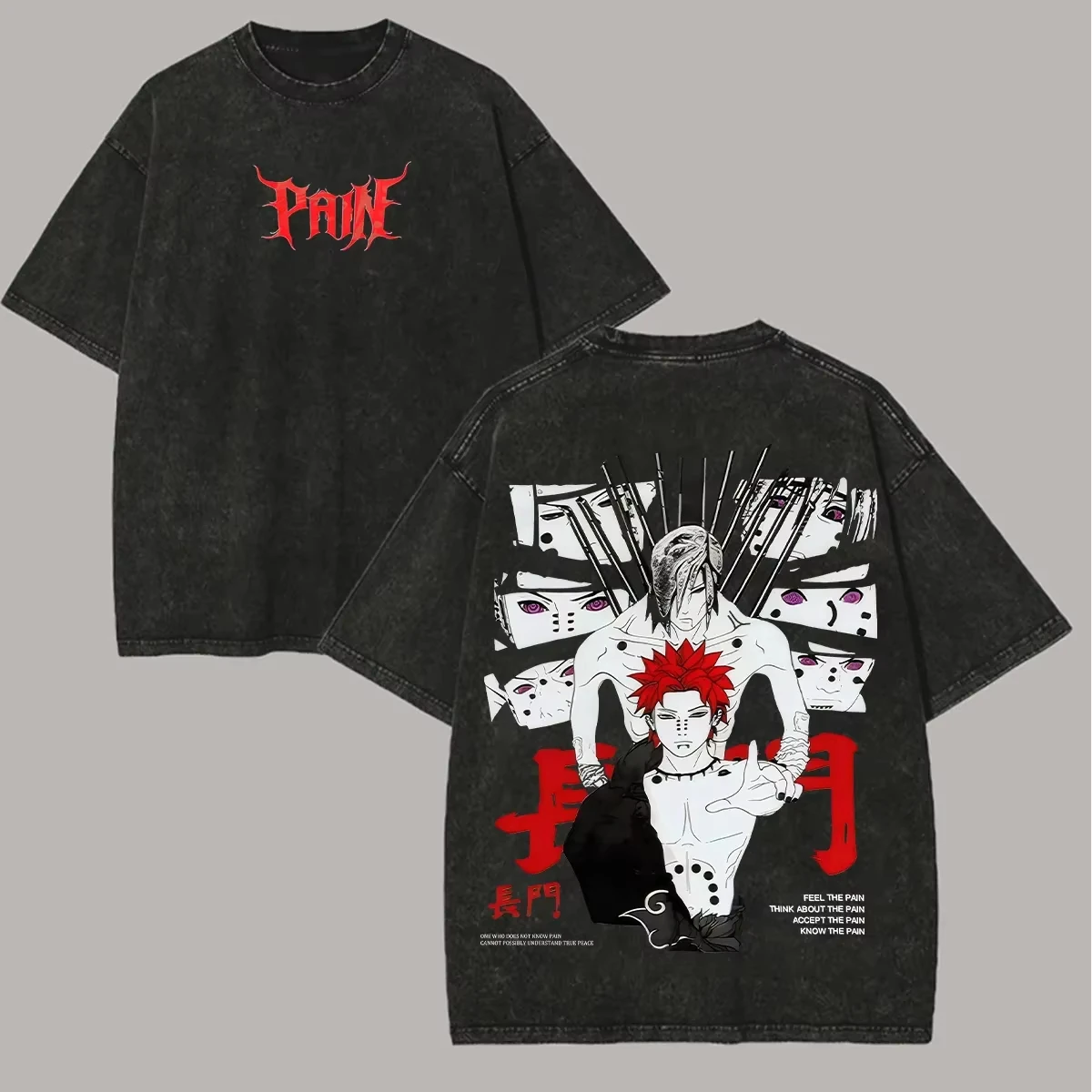 Camiseta Nagato de Naruto para Hombre, con Estampado Trasero de Akatsuki, Estilo Acid Wash, Diseño Gráfico de Anime, Streetwear, Rinnegan, Vintage, Verano 2026
