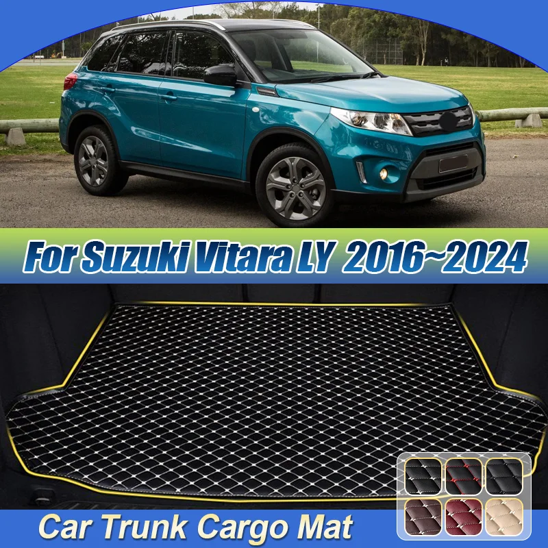 For Suzuki Vitara 2016 2017~2024 Escudo LY MK4 Leather Cargo Boot Mats Anti-Slip Liner Easy Clean Luggage Tray Car Accessories