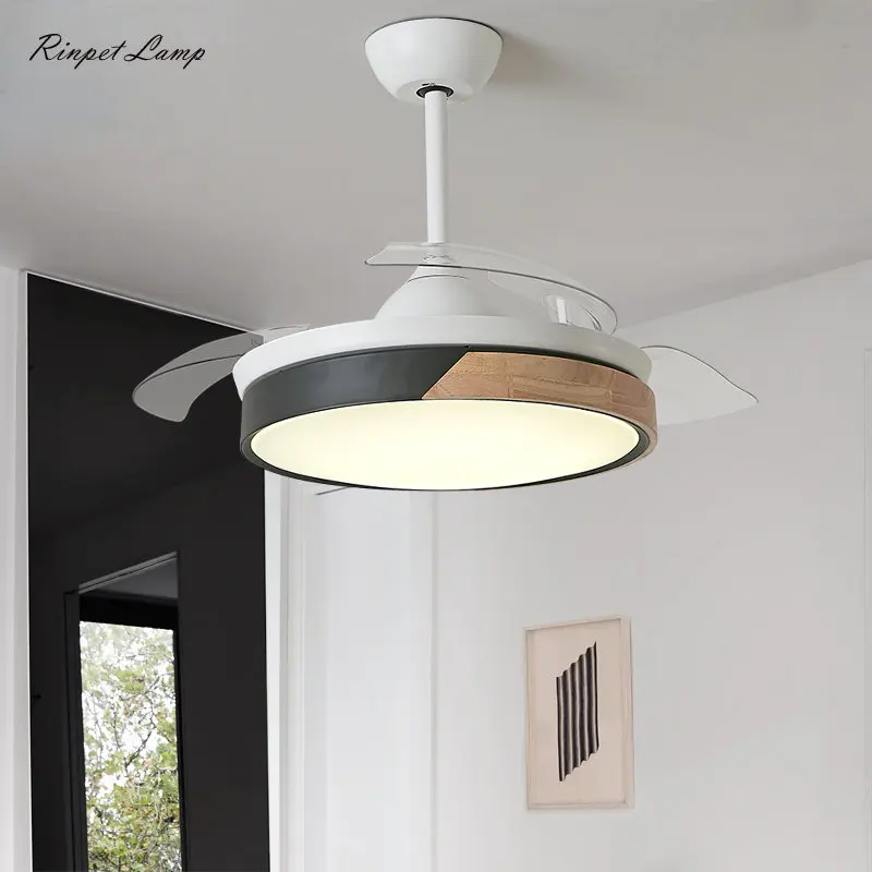 

Nordic LED Ceiling Fan For Living Dining Room Simple Modern Invisible Blade Fan Bedroom Study Foyer Indoor Decoration Fixture