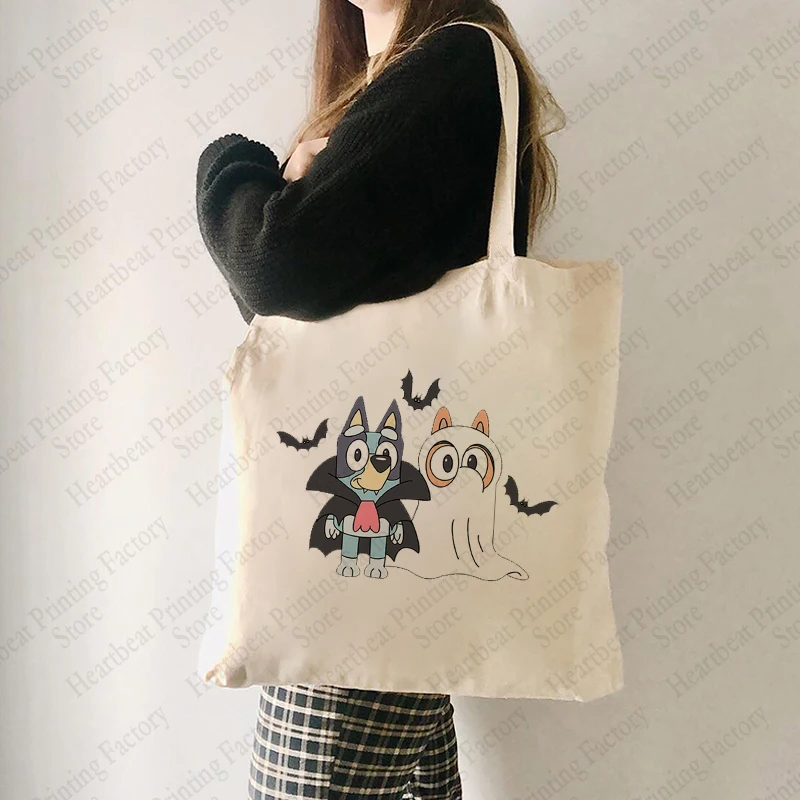 Halloween Party Ghost Bat Pattern Tote Bag Trick or Treat Handbag Portable Cookie Basket Kid Gift Happy Halloween Party Supplies