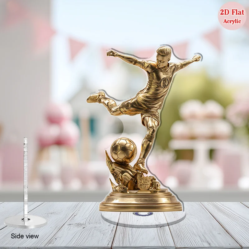 Soccer Event 2026 - 2D Flat Rotating Soccer Player Desktop Ornament - 2D Flat Rotating Action Figure with Golden Number 10 Jerse