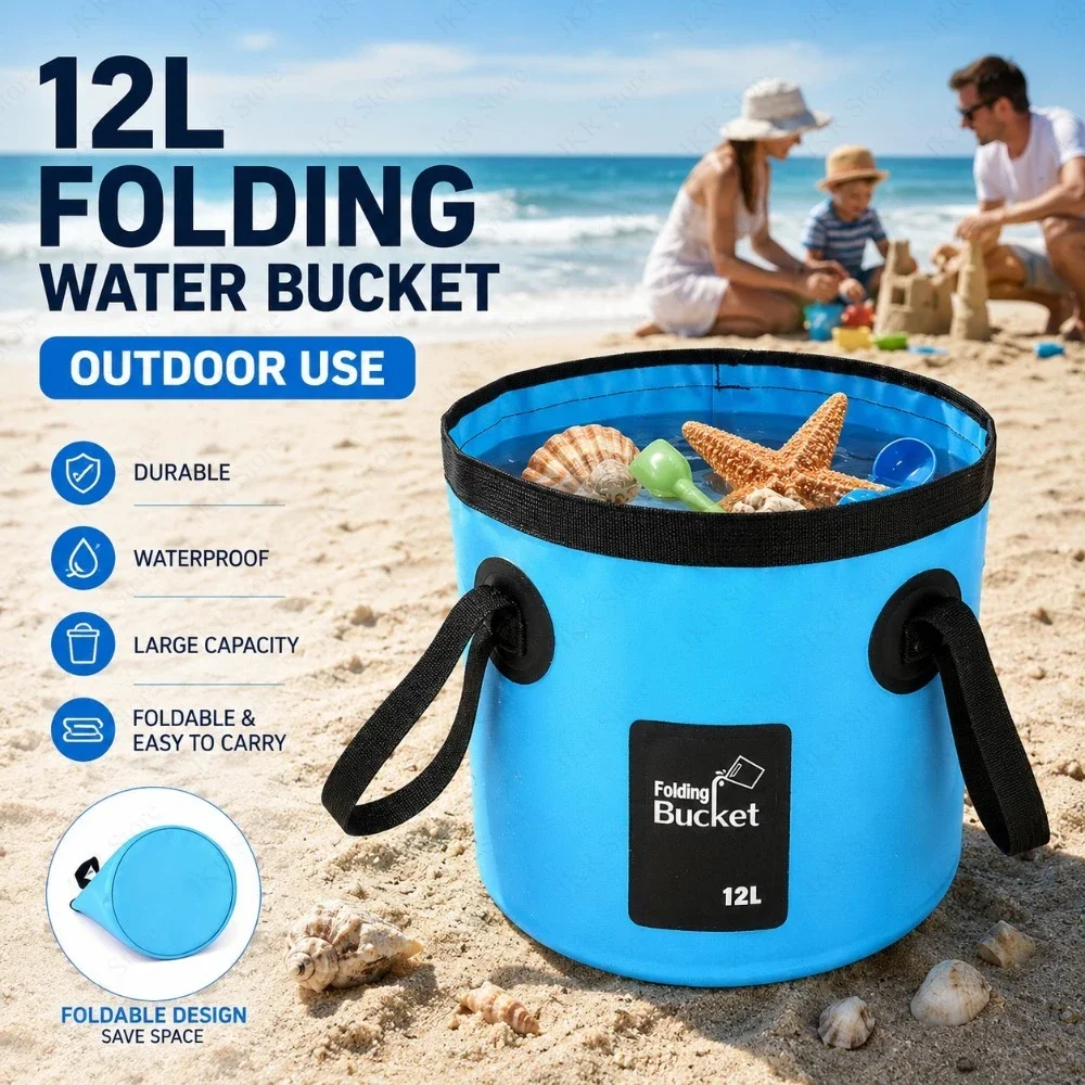 12/20L Portable Foldable Water Bucket Fishing Bucket Folding Water Container for Travelling Camping Hiking Fishing Washing
