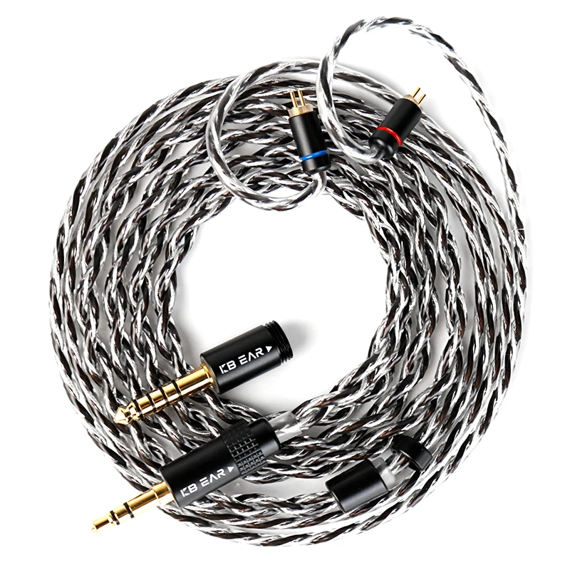 

KBEAR P34 HiFi IEM Cable 5N 2-Strands 98-Core OFC Silver-Plated Upgrade Earphone Cable 2Pin Interchangeable 3.5mm/4.4mm Plug for Audiophile & Studio Use