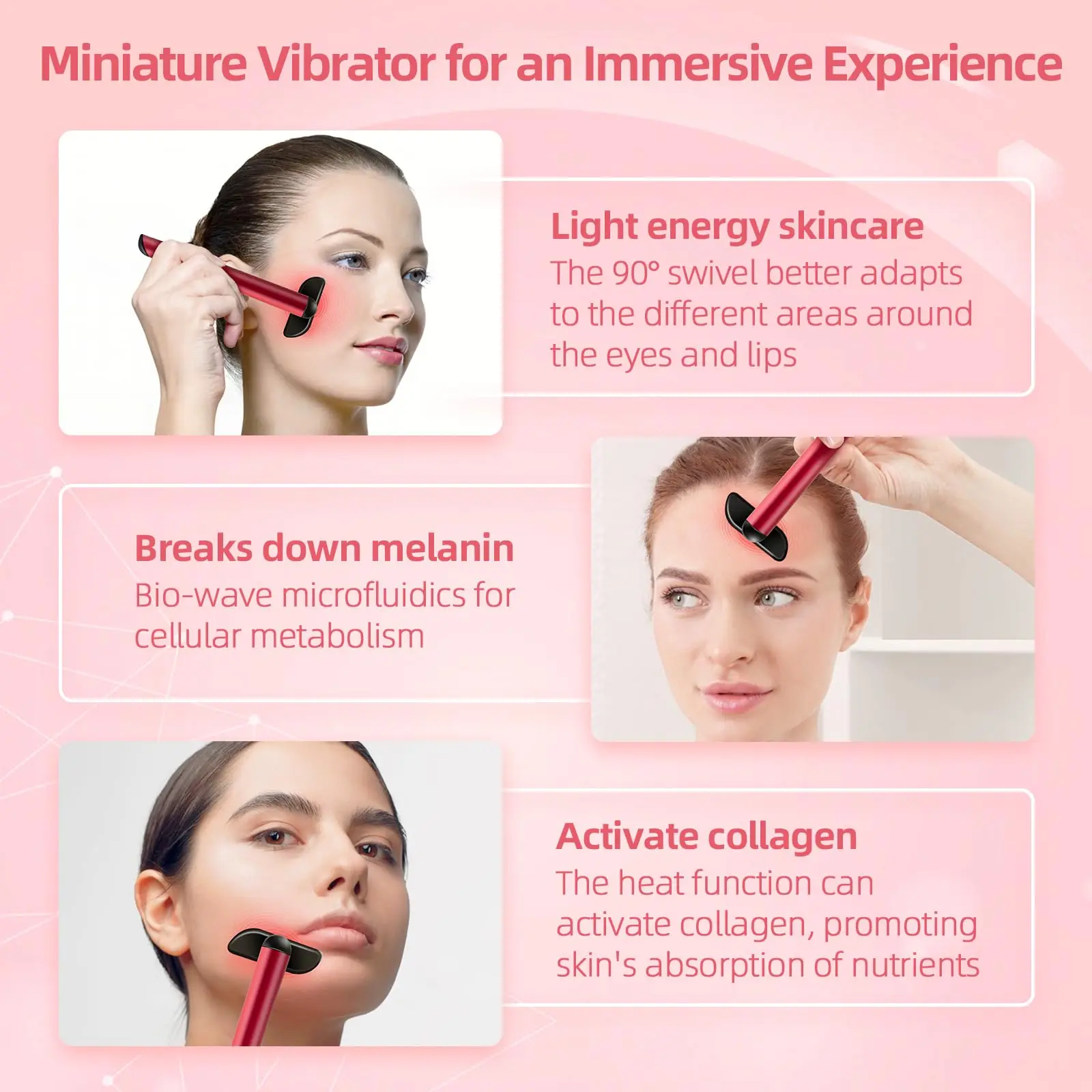 جهاز تدليك العين بالاهتزاز القابل لإعادة الشحن بلونين خفيفين - يعمل بالبطارية، محمول ومريح