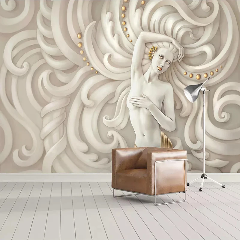 European Style 3D Relief Figure Beauty Photo Murals Wallpaper Living Room Bedroom Hotel Luxury Backdrop Wall 3 D Fresco