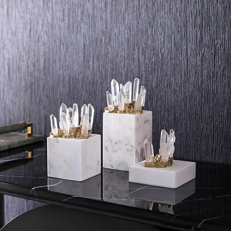 Glass Craft Irregular Crystal Stone Marble Ornament Clear Natural Crystal Decorative Figurines Home Decoration Accessories