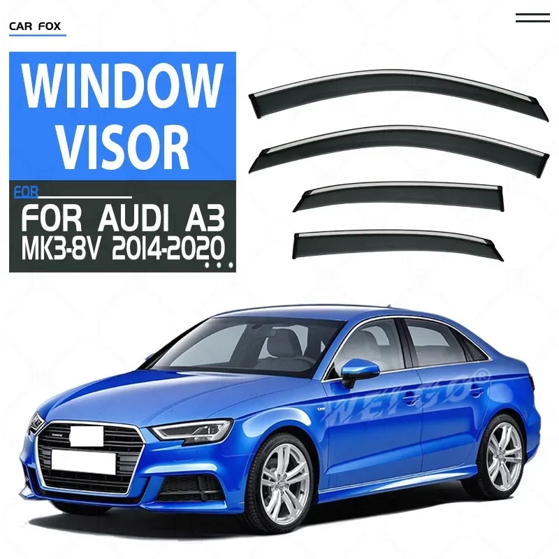 

For Audi A3 MK3 8V 2014-2020 Sedan Window Visor Door Visor Vent Wind Deflectors Visors Rain Guard Shades Visor Body Kit