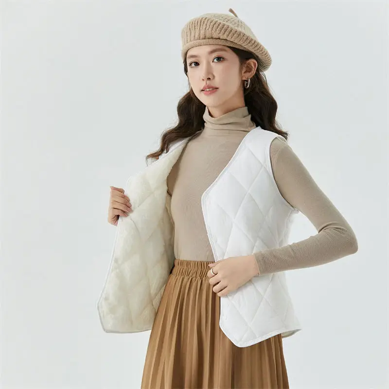 crriflz Women's Winter Fleece-Lined Vest, Short Warm Loungewear Gilet, Comfortable & Minimalist