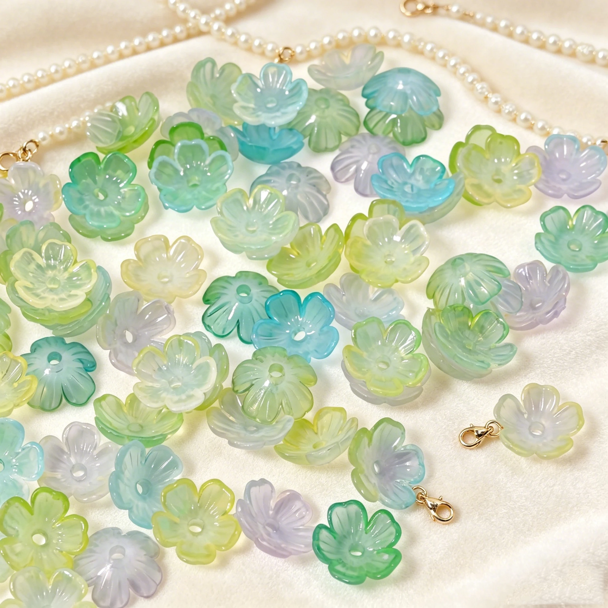 80pcs Acrylic Five Petal Flower Beads 10mm Diameter 1.5mm Hole DIY Jewelry Making For Bracelet Necklace Handmade Accessories