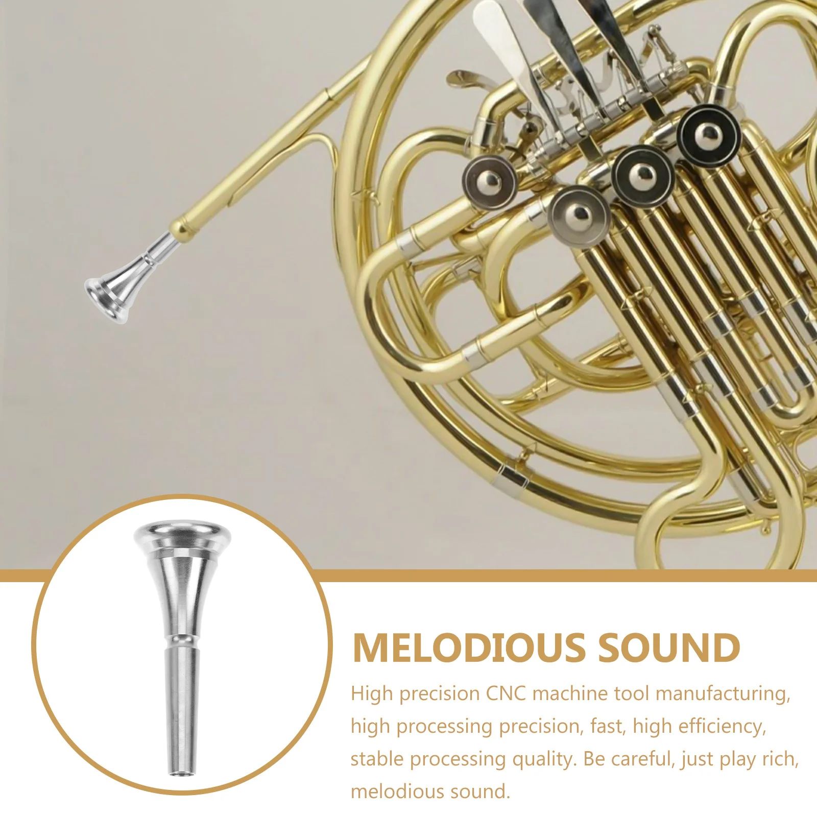 

Professional Copper Alloy Horn Mouthpiece Durable Replacement for French Horn Beginners Musical Instrument Accessory