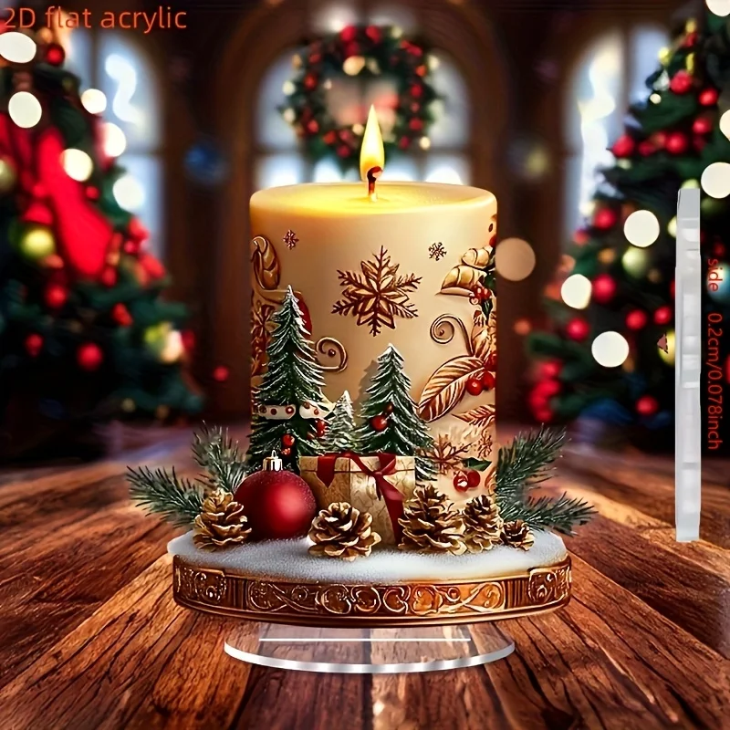 Fairy Tale Christmas Theme 2D Acrylic Candle Holder Desktop Decor High Aesthetic Multi-Functional Home Office Holiday Decor
