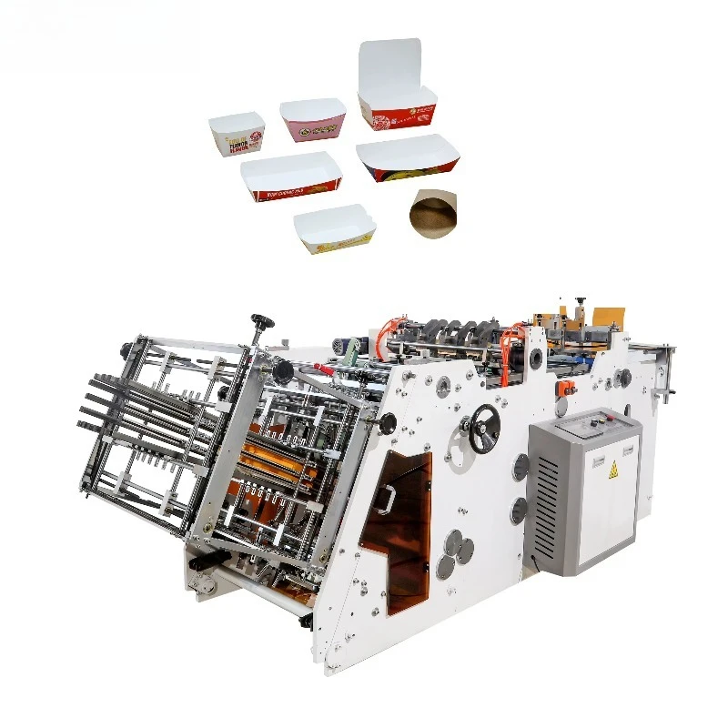 High Speed Double Grid Disposable Lunch Box Production Machine,Auto Erecting Gluing Machine for Takeaway Separate Food Container
