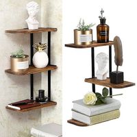 3 Tier Corner Shelf Wall Mounted Rustic Floating Wood Wall Shelving Units for Kitchen Living Room